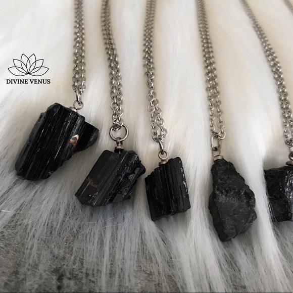 Black Tourmaline Stainless Steel Necklace - Picture 6 of 8